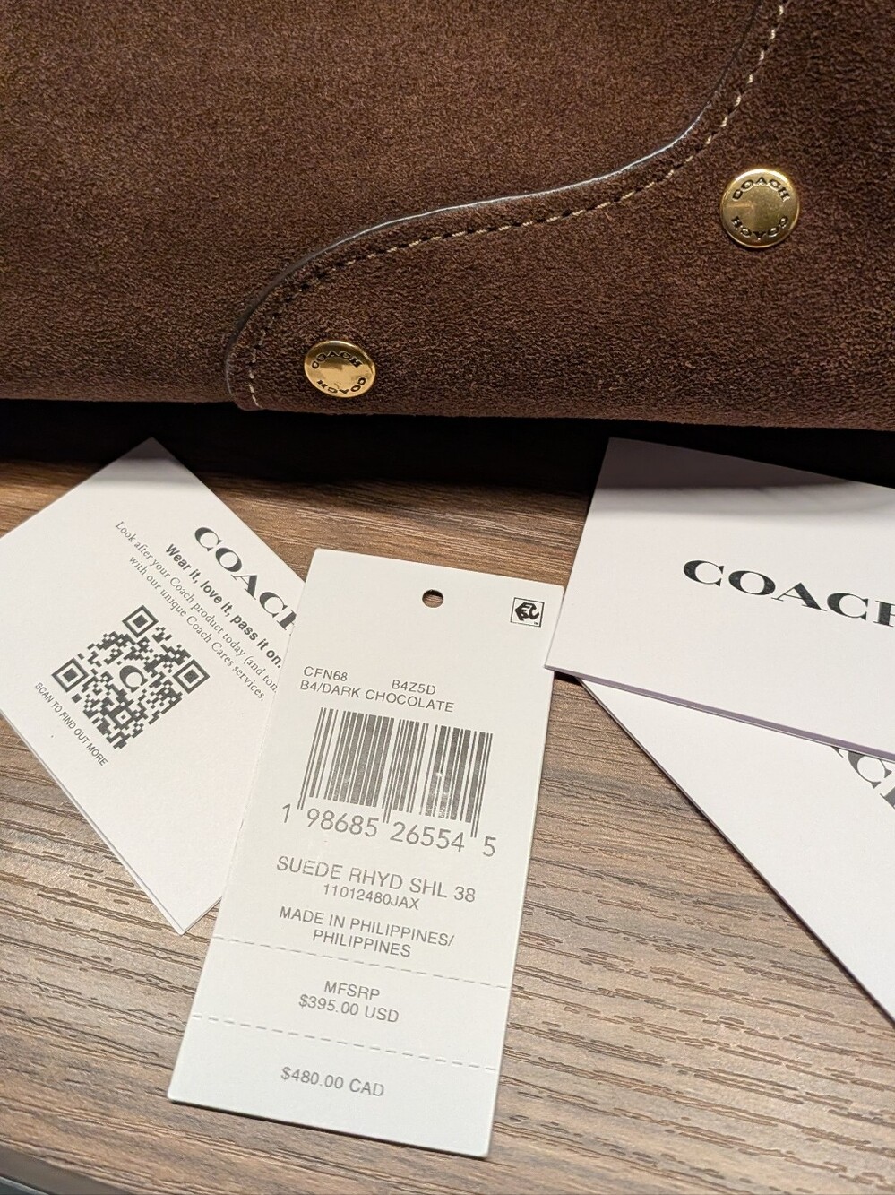Coach Rhyder 38 Suede Satchel - Dark Chocolate - Picture 15 of 15